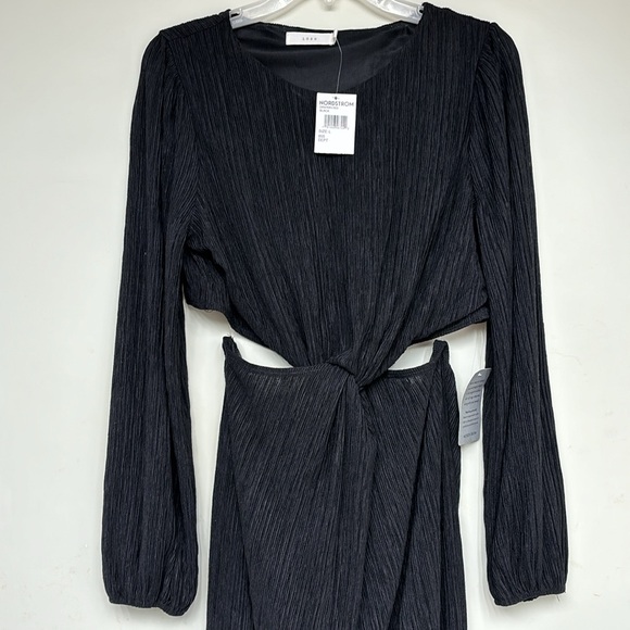 Lush Long Sleeve Twist Front Open Midrift Maxi Dress sz L - Picture 16 of 17